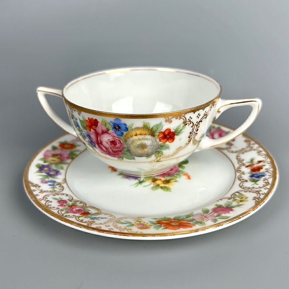 Vintage Rosenthal Bavaria The Dresden Porcelain Bouillon Cup & Saucer Floral - Picture 3 of 13